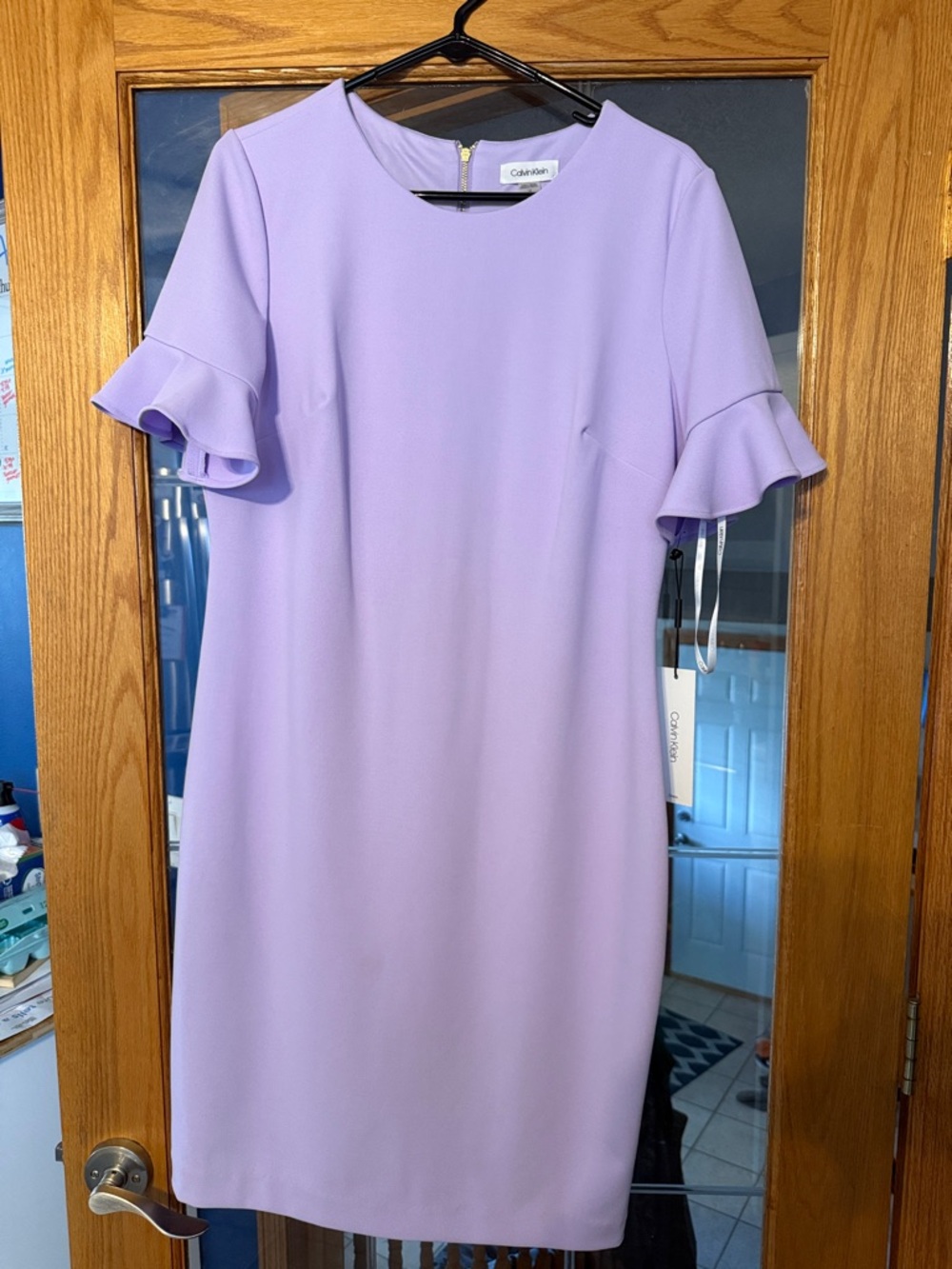 Calvin Klein Lavender Ruffle Sleeve Midi Dress NWT